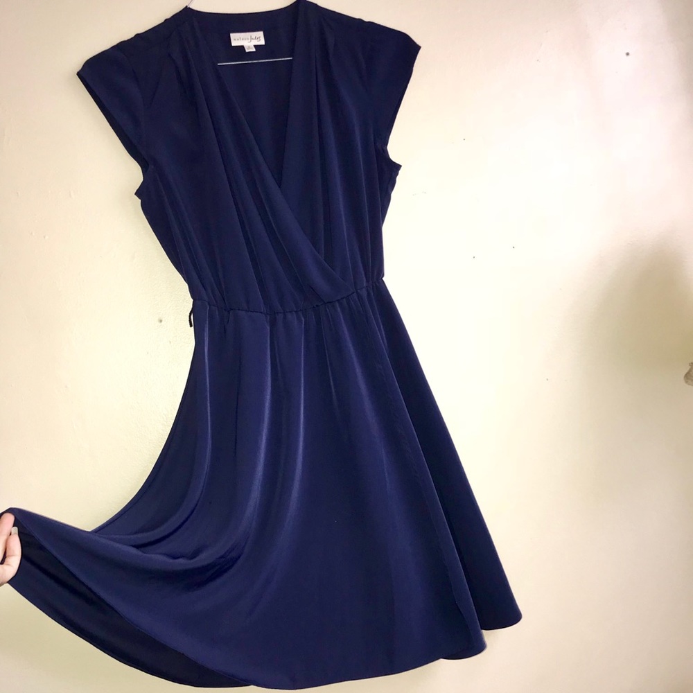 Deep V  Midi Cocktail Dress Short Sleeve